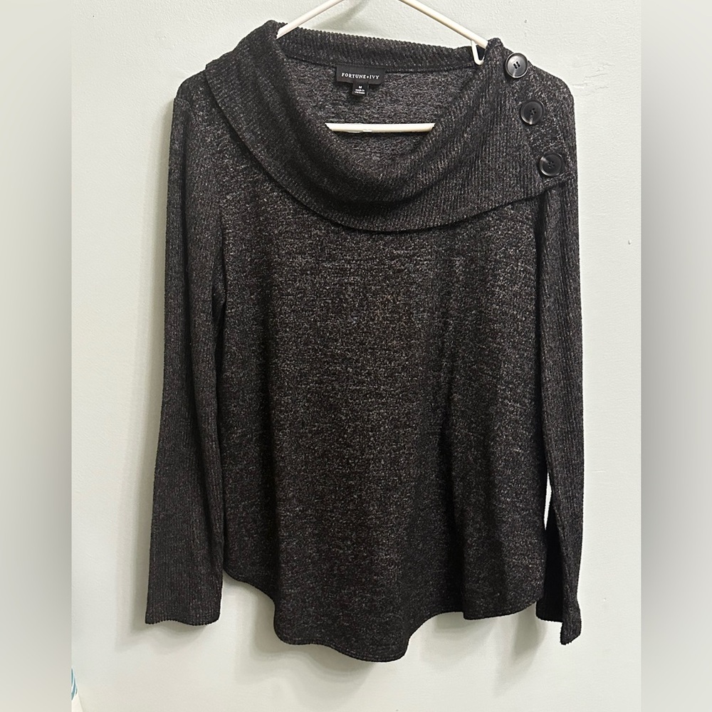 Dark grey drape neck sweater